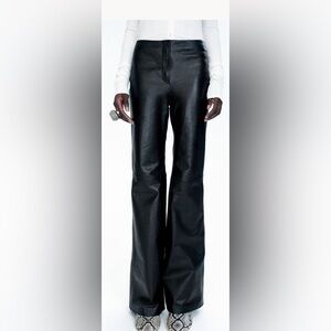 Leather pants with flared leg